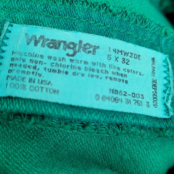 Vintage Wrangler Womens Acid Wash Green Jeans Size 5 High Rise Pockets 90s - Picture 2 of 9